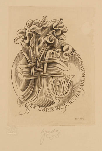 Exlibris by Wojciech Jakubowski from Poland for Wojciech Jakubowski - Flower 