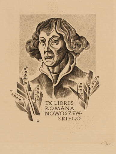 Exlibris by Wojciech Jakubowski from Poland for Romana Nowoszewskiego - Portrait 