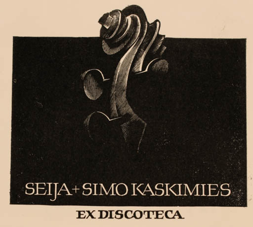 Exlibris by Lembit Löhmus from Estonia for Simo & Seija Kaskimies - Ex Mucika Music 