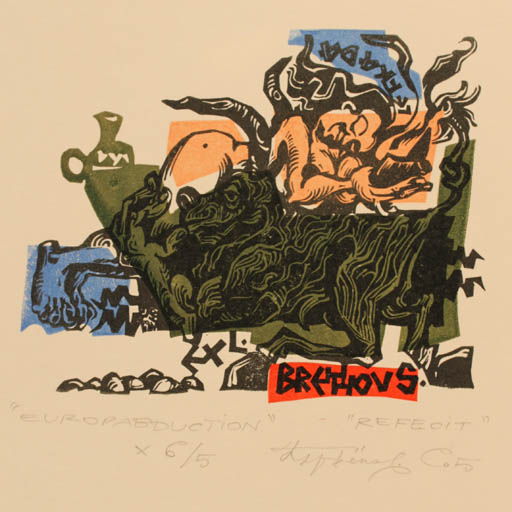 Exlibris by Sergey Parfionov from Russia for ? ? - Europa and the Bull 