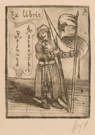 Exlibris by Aleksandra Jagodzinska from Poland for Rajmund Aszkowski - Man 