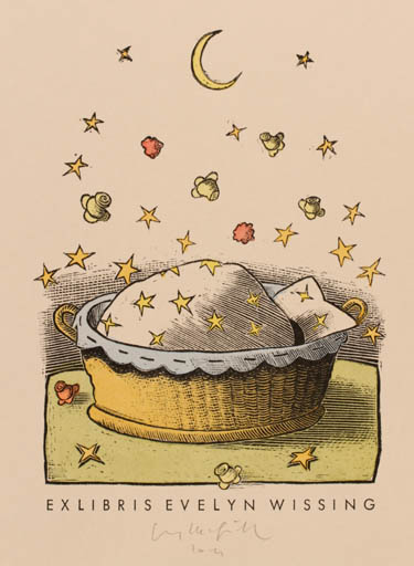 Exlibris by Egbert Herfurth from Germany for Evelyn Wissing - Child Cosmos 