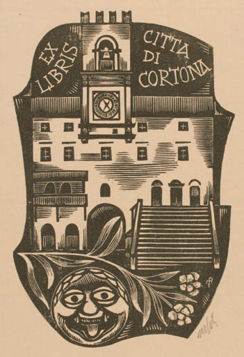 Exlibris by Dr. Otakar Marik from Czechoslovakia for Citta Di Cortona - Architecture 