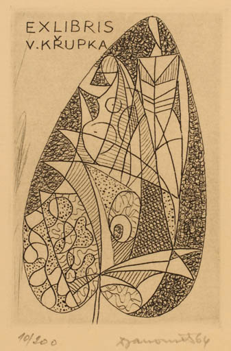 Exlibris by Dusan Janousek from Czechoslovakia for Vaclav Krupka - Abstract 