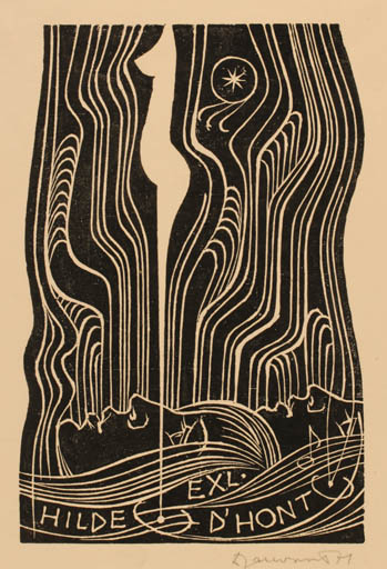 Exlibris by Dusan Janousek from Czechoslovakia for Hilde D´Hont - 