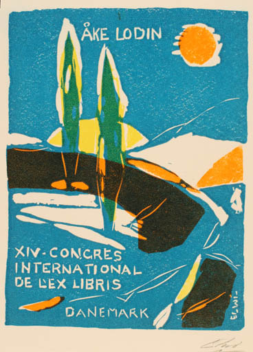 Exlibris by Börge Elwi Carlson from Sweden for Aake Lodin - Exlibris Congress Scenery/Landscape 