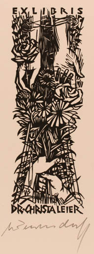 Exlibris by Ullrich Bewersdorff from Germany for Dr. Christa Leier - Flora Hand(s) 
