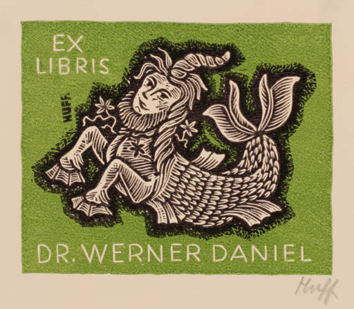 Exlibris by Hermann Huffert from Germany for Dr. Werner Daniel - Fable Animal 