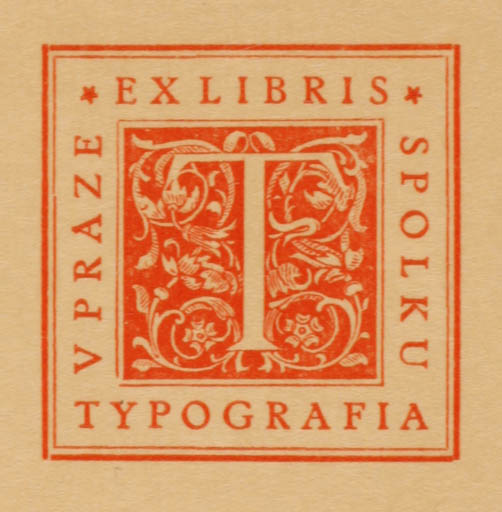 Exlibris by J. Vichnar from Czech Republic for ? Spolka Typografia v Praze - Monogram Ornament Text/Writing 
