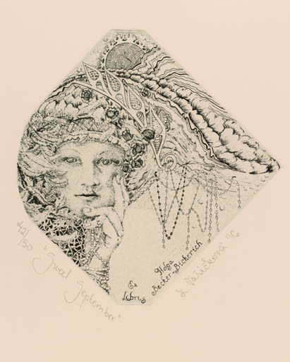 Exlibris by Katarina Vasickova from Unknown for Helga  Becker-Bickerich - Woman 