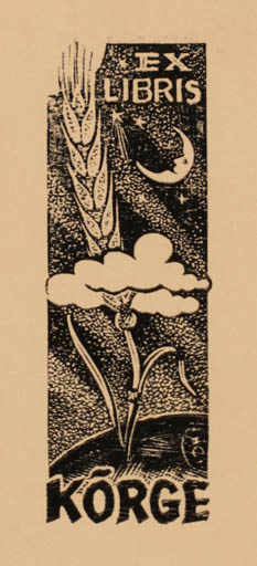 Exlibris by Johannes Juhansoo from Estonia for ? Korge - Flora Cosmos 
