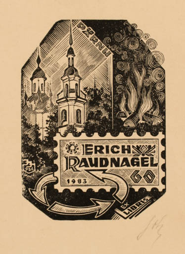 Exlibris by Johannes Juhansoo from Estonia for Erich Raudnagel - Architecture Hobby 