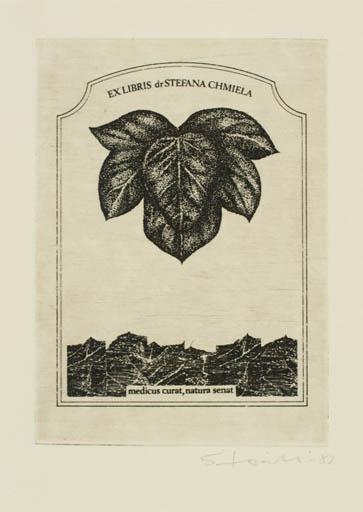 Exlibris by Zbigniew Janeczek from Poland for Dr. Stefana Chmiela - Flora 