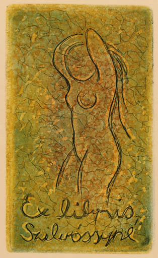 Exlibris by Tibor Moskal from Hungary for ? Szilvossyne - Woman 