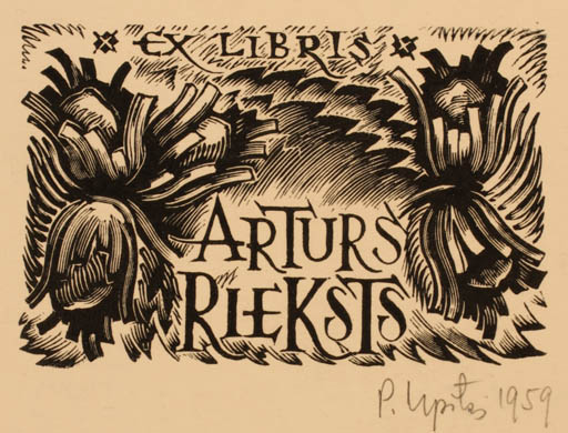 Exlibris by Peteris Upitis from Latvia for Arturs Rieksts - Flora 