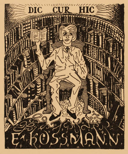 Exlibris by ? Unbekannt from Unknown for E. Kossmann - Book Interior Man 