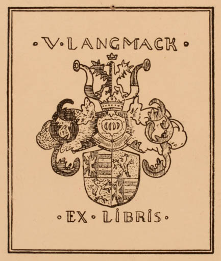 Exlibris by ? Unbekannt from Unknown for V. Langmack - Heraldry 