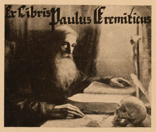 Exlibris by ? Unbekannt from Unknown for Paulus Eremiticus - Book Death Man Religion 