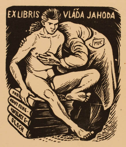 Exlibris by Vladimir Kopecky from Czech Republic for Vlada Jahoda - Medicine Man Nude 