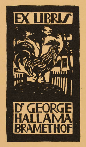Exlibris by ? Unbekannt from Unknown for Dr. George Hallama Bramethof - Bird 