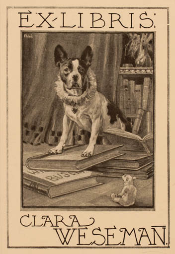 Exlibris by ? Unbekannt from Unknown for Clara Wesemann - Book Interior Dog 